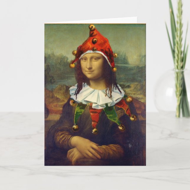 Cartão De Festividades Mona Lisa Elf Christmas Card (Frente)
