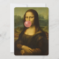 Mona Lisa Piscando Goma-Bolha Rosa