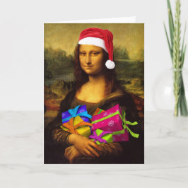 Cartão De Festividades Mona Lisa Santa Claus