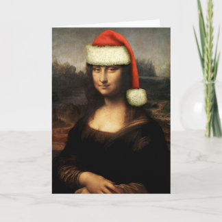 Cartão De Festividades Mona Lisa Santa Greeting Card