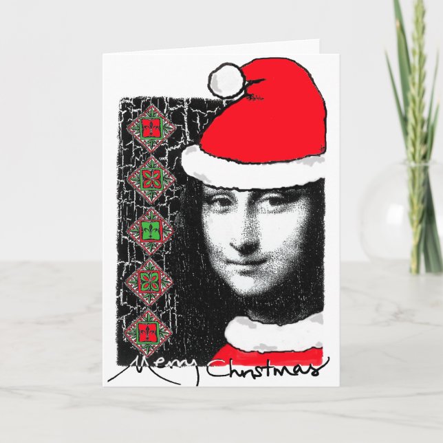 Cartão De Festividades Mona Lisa Xmas-Greeting Card (Frente)
