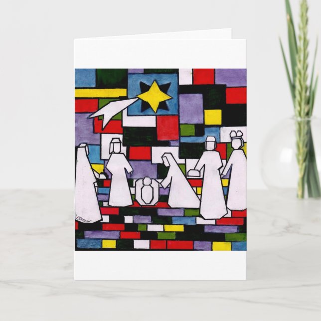 Cartão De Festividades Mondrian Nativity - De Stijl - Neoplasticism (Frente)