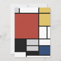 Mondrian Painting Red Plane Yellow Black Cinza Blu