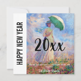 Cartão De Festividades Monet - Feliz ano novo / Mulher com Parasol