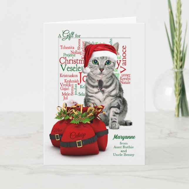 Cartão De Festividades Money Enclosure Christmas Tabby Cat (Frente)