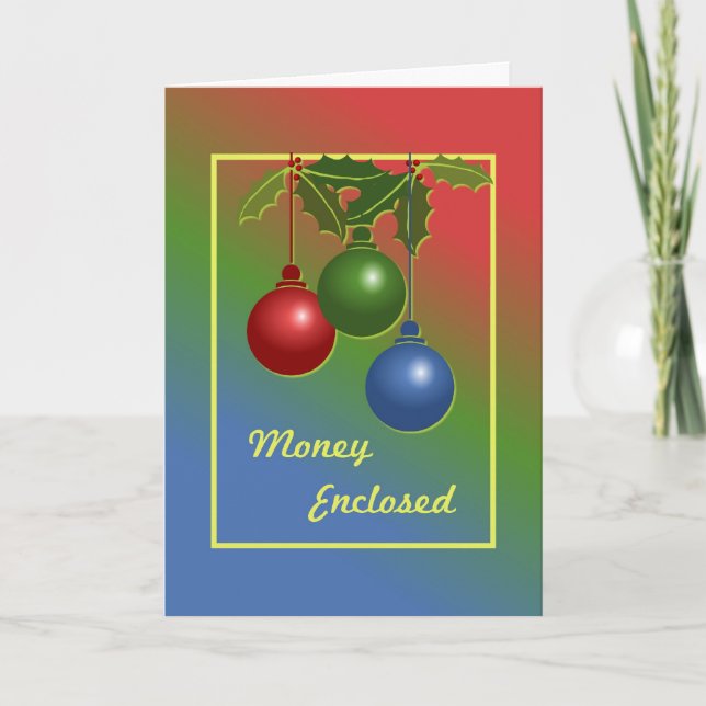 Cartão De Festividades Money Enclosure Ormae e Holly Christmas Card (Frente)