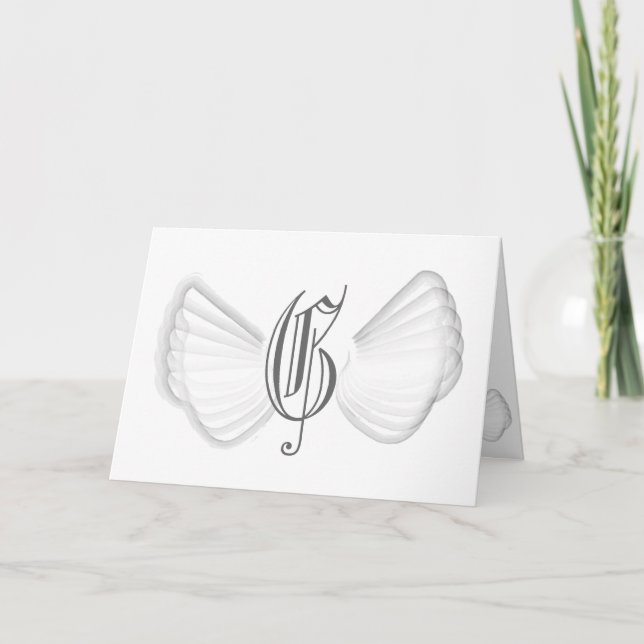 Cartão De Festividades Monogram Angel's Wings-Customize (Frente)