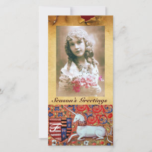 CARTÃO DE FESTIVIDADES MONOGRAMA DE PARCHES ANTICOS UNICORN