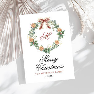 Cartão De Festividades Monograma Laranjas de Natal Arco sem Foto