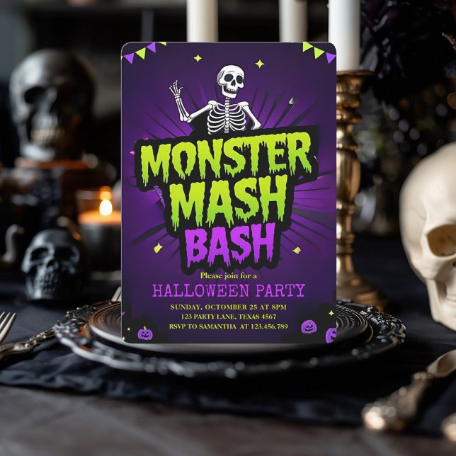 Cartão De Festividades Monster Mash Bash Halloween | Spooky (Criador carregado)