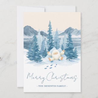 Cartão De Festividades Monstro da Montanha Fofo em Aquarela Foto de Natal