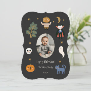 Cartão De Festividades Monstros de Halloween Fofos Foto Personalizada