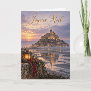 Cartão De Festividades Mont-Saint-Michel Feliz Natal