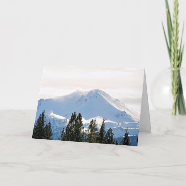 Cartão De Festividades Montanha coberto de neve (Frente)