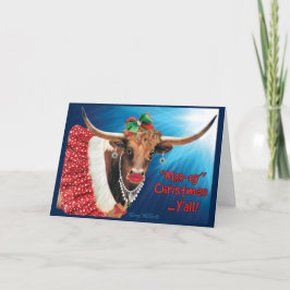 Cartão De Festividades "MOO-ey" Christmas, Longhorn Cow