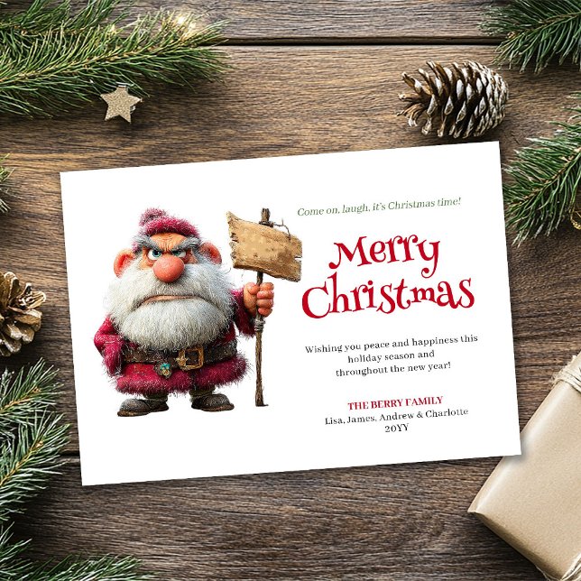Cartão De Festividades Moody Santa custom comic style Christmas greeting  (Moody Santa custom comic style Christmas greeting card)