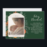 Cartão De Festividades Moody Winter Floral Feliz Navidad Message<br><div class="desc">Terracotta e sotaque floral teal dão a estes cartões de natal modernos uma elegância clássica. Use o recurso de personalização para editar os detalhes e adicionar uma mensagem ou atualização de família.</div>