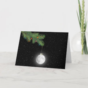 Cartão De Festividades Moon de Natal em Flocos de Neve