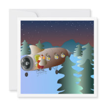 Moon Rocket Christmas Card
