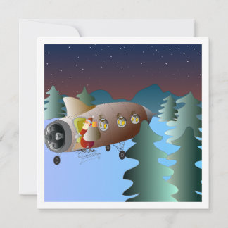 Cartão De Festividades Moon Rocket Christmas Card