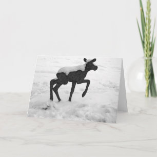 Cartão De Festividades Moose Bebê Coberto De Neve