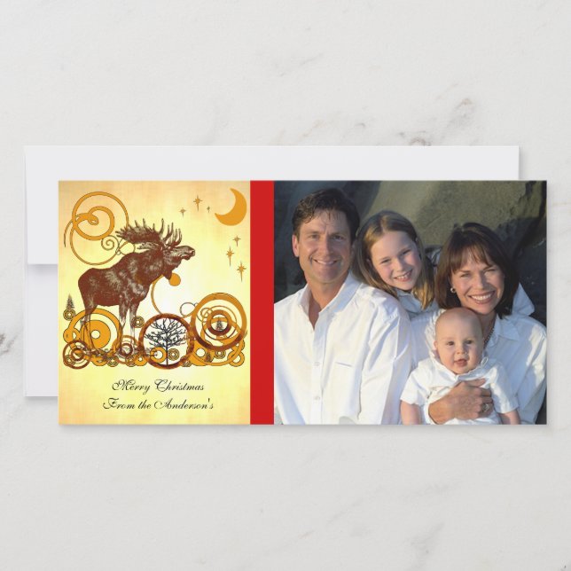 Cartão De Festividades Moose Christmas (Frente)