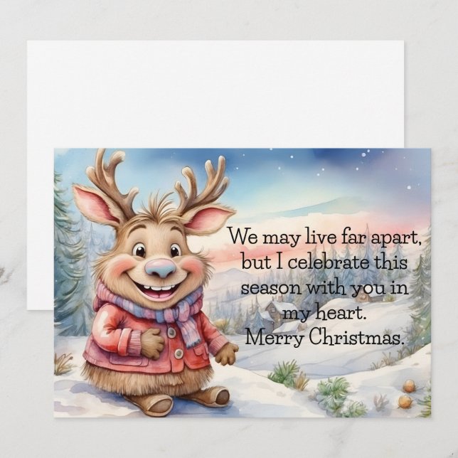 Cartão De Festividades Moose Longe Distante (Frente/Verso)