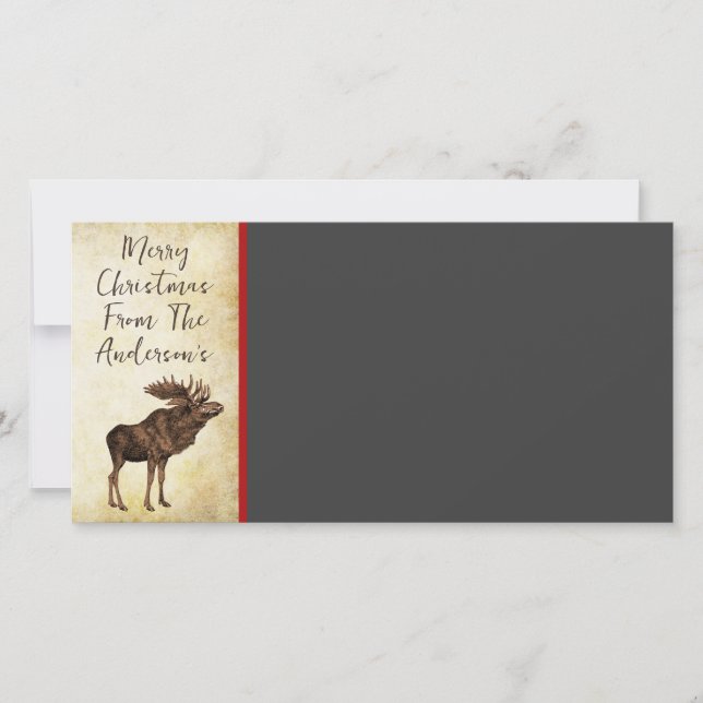 Cartão De Festividades Moose & Snowflake Feliz Natal (Frente)