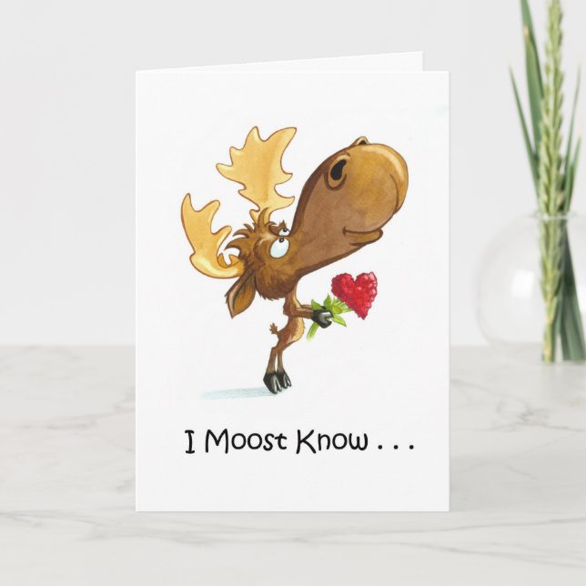 Cartão De Festividades Moose Valentines Day Card (Frente)