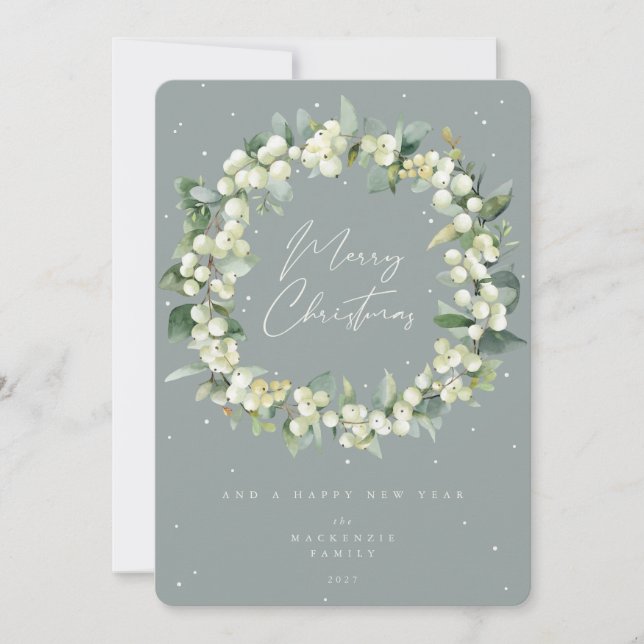 Cartão De Festividades Morango de Neve + Eucalyptus Fora de Natal Não Fot (Frente)