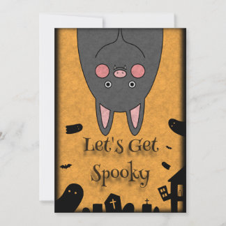 Cartão De Festividades Morcego Amigável de Halloween