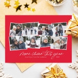 Cartão De Festividades More cheer this year 8-photo collage  holiday card<br><div class="desc">More cheer this year! Celebrate a year of cheer with this 8-photo festive holiday card. The modern script "more cheer this year" sits below a collection of photos that can be from a single family photo shoot or highlights of the year. Great for families and couples to send holiday greetings!...</div>