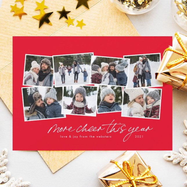 Cartão De Festividades More cheer this year 8-photo collage  holiday card (Criador carregado)