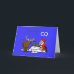 Cartão De Festividades Morse Code Santa & Rudolph Christmas Card<br><div class="desc">Instead of having Santa on the radio via voice, this time we've got him doing Morse Code or CW at the North Pole. And, once again, ol' Rudolph's nose is his remote power source! Not to mention Rudolph also has the antenna strapped to his head too. The inside of the...</div>