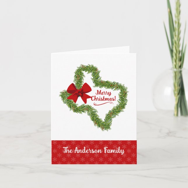 Cartão De Festividades Morte de Natal do Texas com Arco Vermelho (Frente)