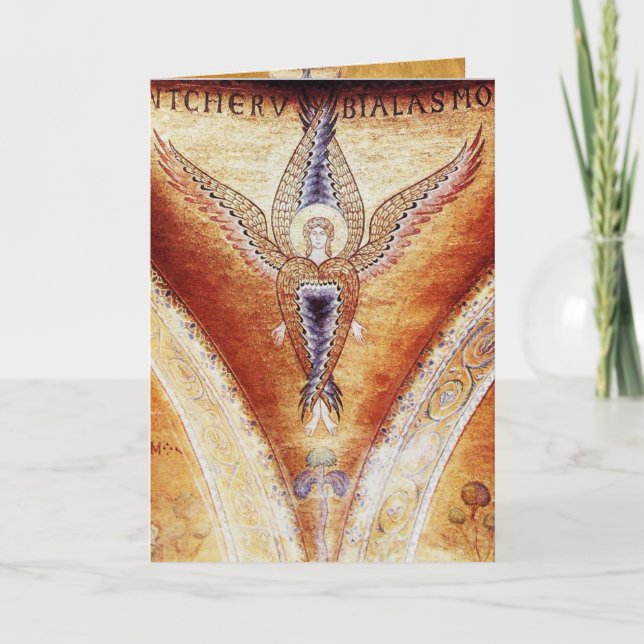 Cartão De Festividades MOSAIC ANGEL, Bacia castanha (Frente)