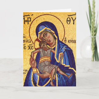 Cartão De Festividades Mosaico de Madonna e criança