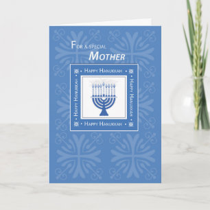 Cartão De Festividades Mother Hanukkah Wishes Blue Menorah