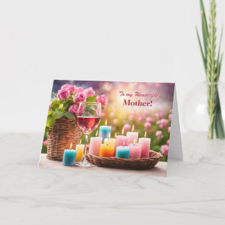 Cartão De Festividades Mother Happy Mothers Day with Pretty Candles Roses