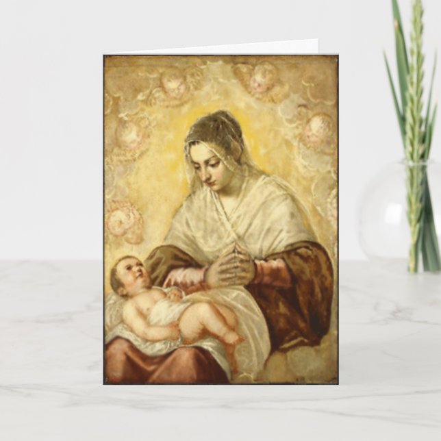 Cartão De Festividades Mother Mary And Baby Jesus Greeting Card (Frente)