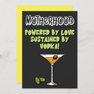 Cartão De Festividades Motherhood Powered by Love Sustentated by Vodka!
