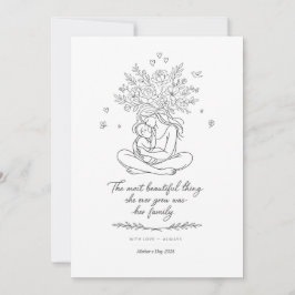 Cartão De Festividades Mothers Day Botanical Line Art Card Floral Mom