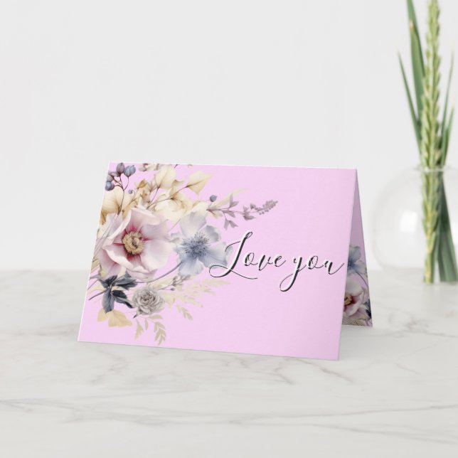 Cartão De Festividades Mother's Day Pretty Pink Wild Flower Bouquet  (Frente)