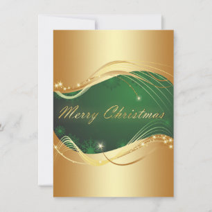 Cartão De Festividades Motivo de Natal de Ouro com fundo verde