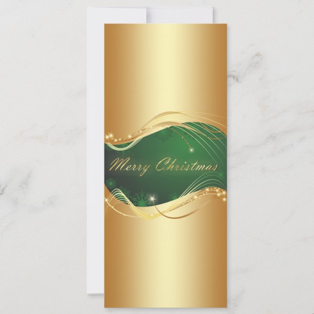 Cartão De Festividades Motivo de Natal do ouro com fundo verde (Frente)