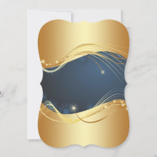 Cartão De Festividades Motivo de Natal dourado com fundo azul...