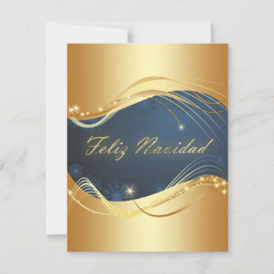Cartão De Festividades Motivo de Natal dourado com fundo azul