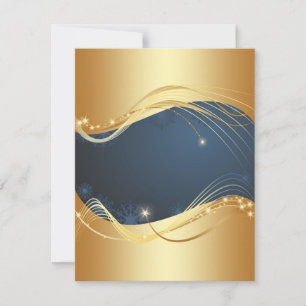 Cartão De Festividades Motivo de Natal dourado com fundo azul...