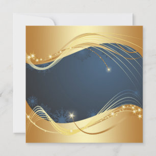 Cartão De Festividades Motivo de Natal dourado com fundo azul...