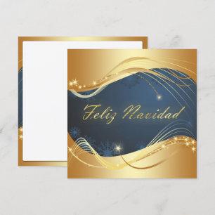 Cartão De Festividades Motivo de Natal dourado com fundo azul